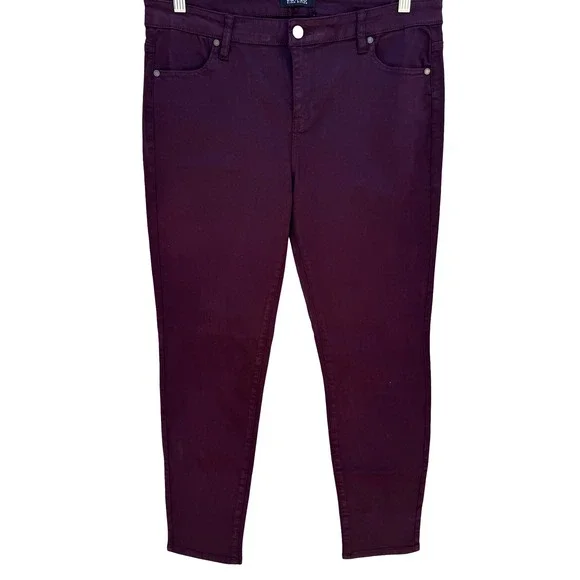 Buffalo David Bitton Vale Burgundy Mid-Rise Stretch Skinny Jeans 12 Jewel Tone