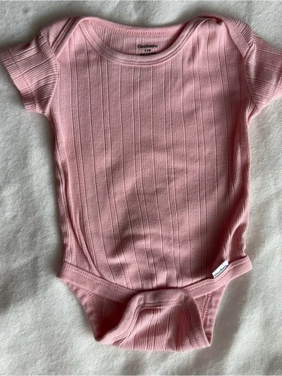 Gerber Ribbed Light Pink Baby One-Piece Bodysuit