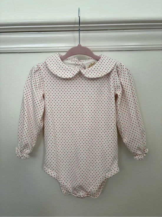 TBBC White L/S Peter Pan Collar w/ Red Polka Dots