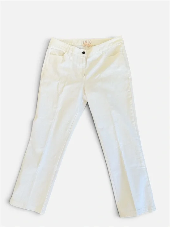 Brooks Brothers 1818 White Straight-Leg Cropped Women’s Stretch Denim, 10