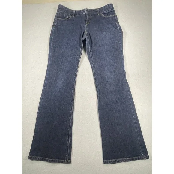 LOFT Curvy Boot Jeans Women's Size‎ 10 Blue Stretch Bootcut Med Wash Frayed Hem