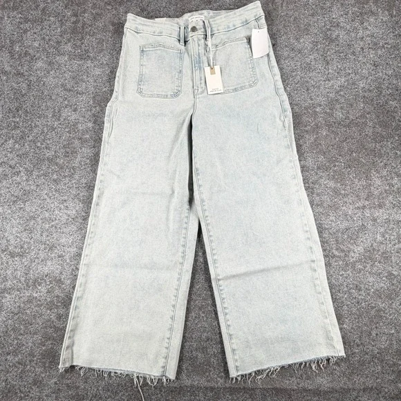 NWT Good‎ American Good Waist Palazzo Crop Jeans Womens 15 Indigo Patch Pockets