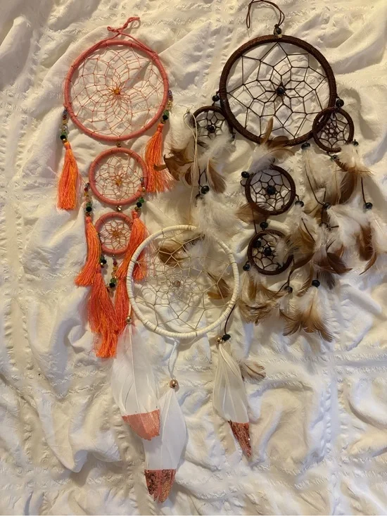 Handmade Orange and Brown Dreamcatcher Set - Brand Unspecified