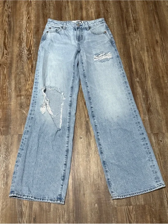 RareDNM Edit Low Rise Baggy Jeans Women's 26 Distressed Rigid Fit Denim