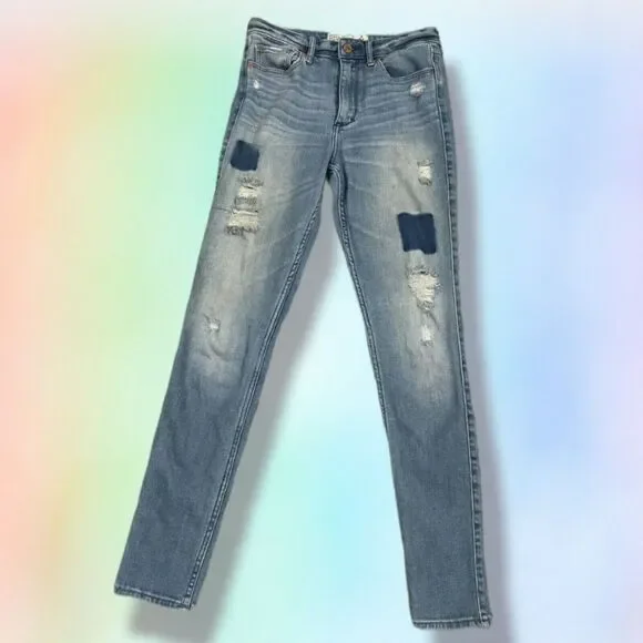 abercrombie & Fitch super‎ skinny jeans high rise 2 R Distressed