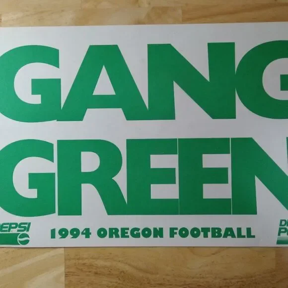 Vintage Gang Green 1994 Oregon Ducks Football Poster Pepsi Promotion