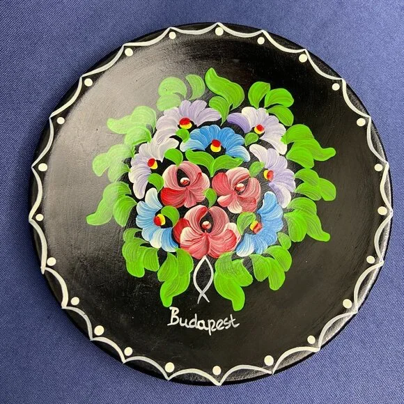 NEW Folk Art Hand Painted Poterry Plate Hungary Budapest