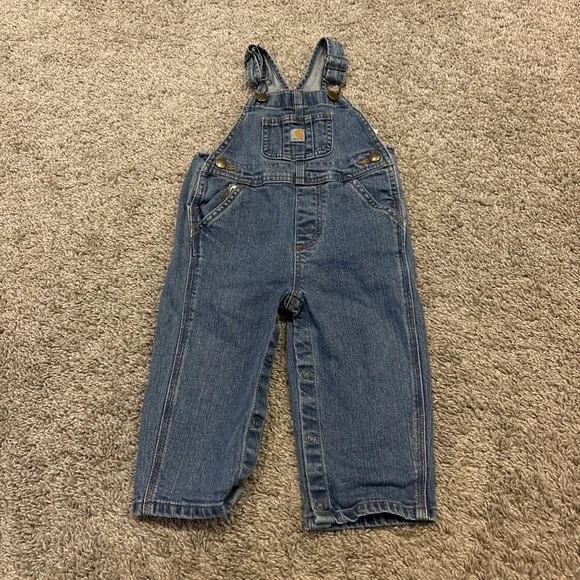 Carhartt Kids Denim Bib Overalls Toddler 18m Adjustable Straps Snap Legs