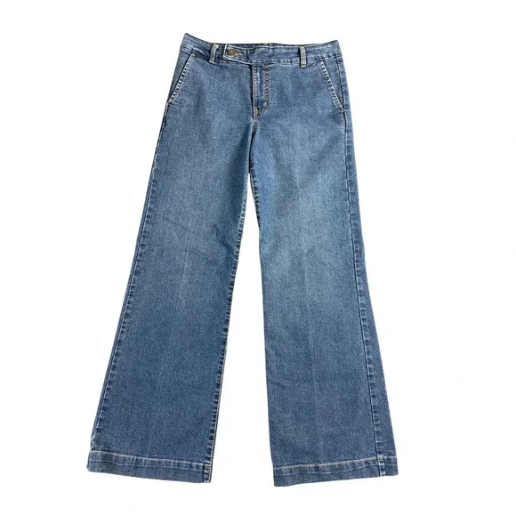 Bandolino Blu Petite Wide Leg Jeans Medium Wash Trouser Denim Size 10P Y2K Retro