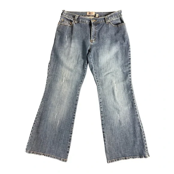 Avenue Jeans av/x Women 14 Blue Bootcut Rhinestone Pocket Distressed Denim