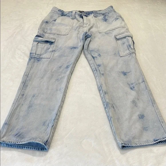 Simple Society WOMENS size 11 / 30 Light Blue Denim CARGO Jeans