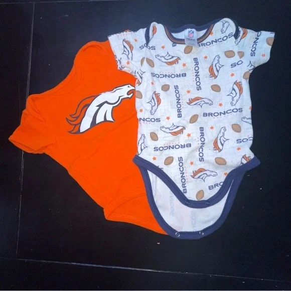 NFL Broncos Baby Bodysuit Duo in Orange and White