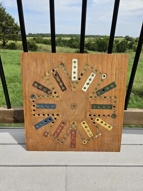 HANDMADE WAHOO BOARD GAME Wood Folk Art Vintage Aggravation Fast Track 6 Player