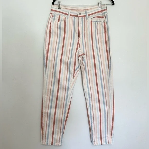 American Eagle Women's Multi Color Striped Mom Jean pastel colors size 6