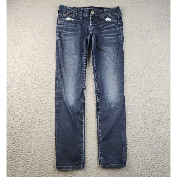 Women's Straight Leg‎ Jeans 9 Super Skinny Dark Wash Stretch Whiskered Decree