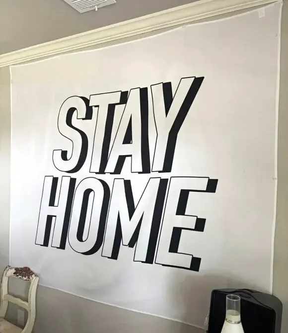 Giant 69x80in “Stay Home” Fabric Wall Hanging Tapestry