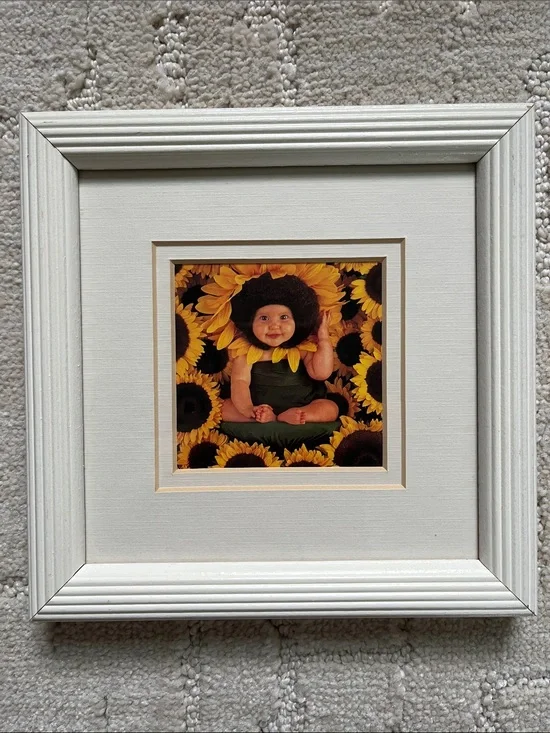 Anne Geddes Sunflower Baby Small Framed Print
