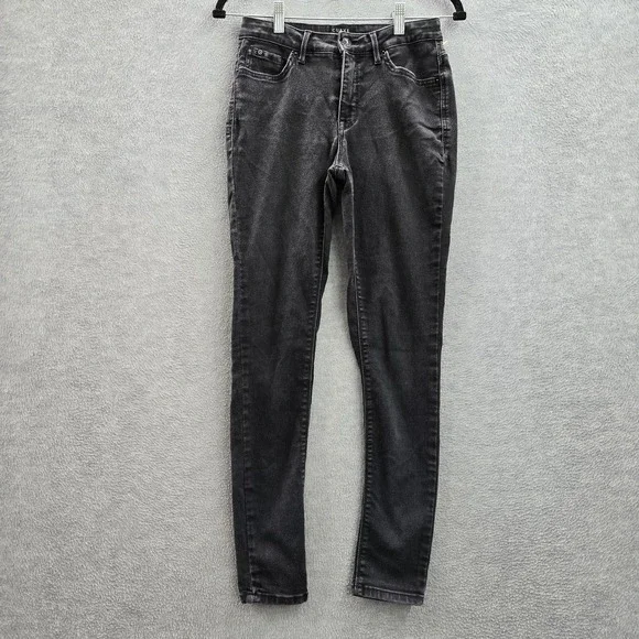 Curve Appeal Women‎ Jeans 4/27 Black Denim Essential Skinny Button Slim 29