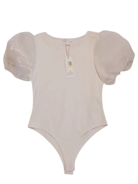 GB Girls Organza Puff Sleeve One-Piece Knit Bodysuit