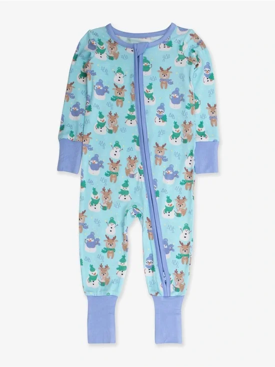 Ruggedbutts Softsnooze Winter Snowman Deer Holiday Convertible Romper