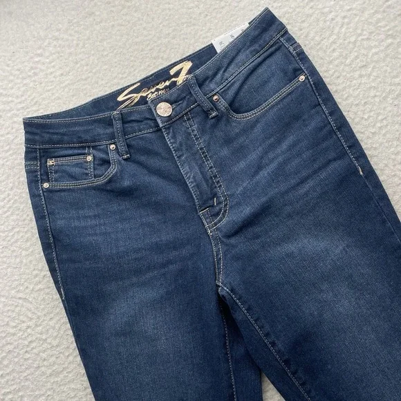 Seven7 Jeans Womens 2 28x32 High Rise Slim‎ Flare Blue Stretch Whiskered Denim