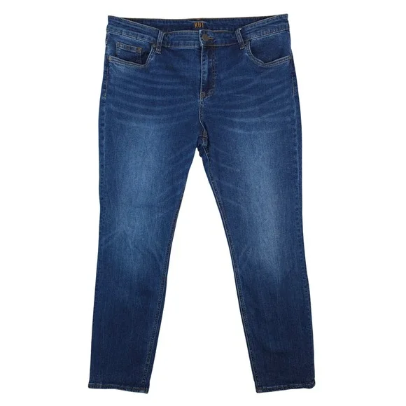 KUT from the Kloth‎ Jeans Womens 14 Blue Slouchy Boyfriend Dark Wash Whiskering