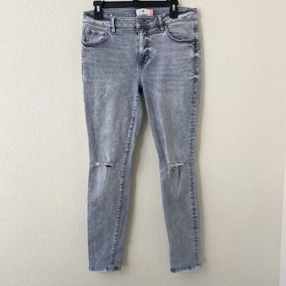 CAbi Light Wash Gray Skinny Jeans