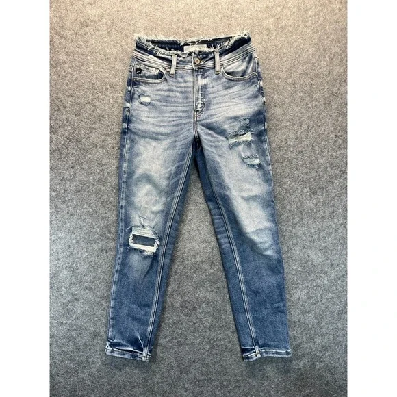 Kancan Womens Jeans Size 24 Clemence High Rise Distressed Mom‎ Jeans