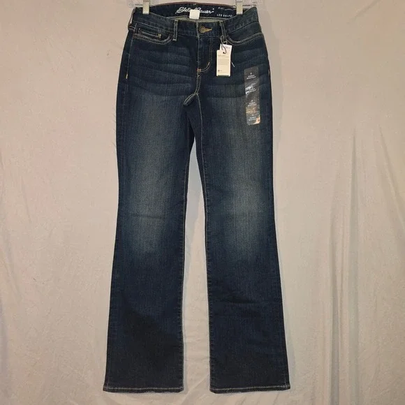 Eddie Bauer Bootcut Jeans 0 Women Dark Wash Curvy StayShape Stretch Denim