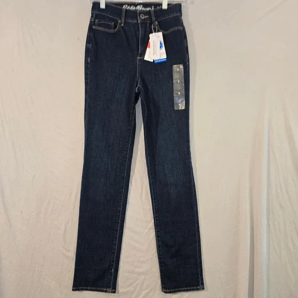 Eddie Bauer Slim Straight Jeans 0 Womens Dark Travex Sorbtek High Rise Curvy