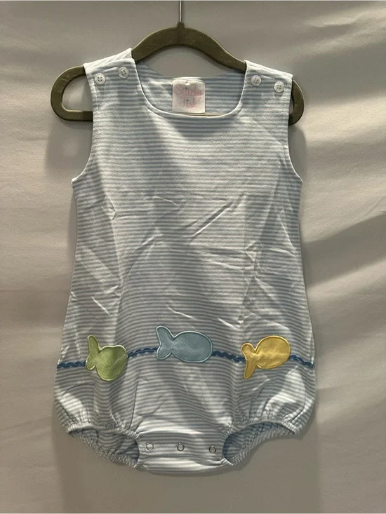 Blue Striped Fish Romper