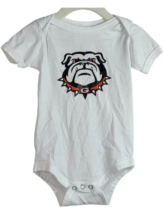 Bella+Canvas Kids Georgia Bulldog Bodysuit White 12-18M Jersey Snaps 100% Cotton