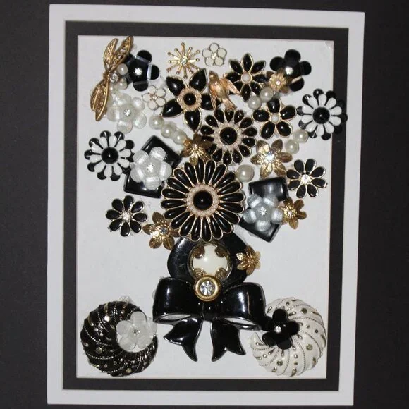Original Framed Collage Jewelry Art Wall Decor