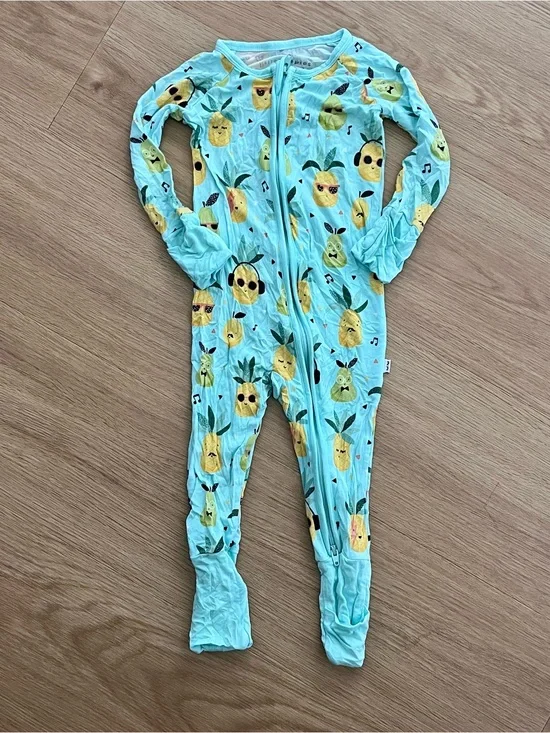 Little Sleepies Pineapple Print One-Piece Pajamas - Light Blue
