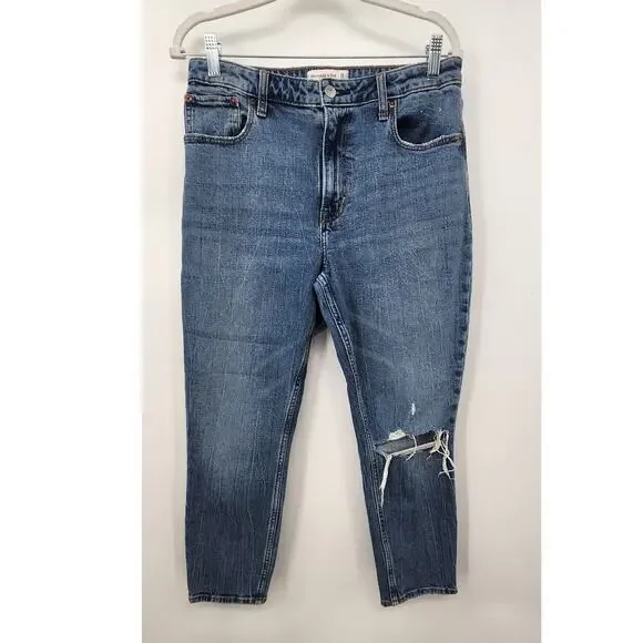 Abercrombie & Fitch The Skinny High Rise Jeans Medium Wash 28 6 S Curve Love‎