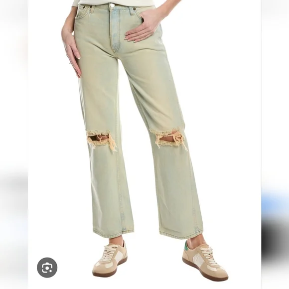 NWT RE/DONE 90s High Rise Loose Distressed Straight Jeans Sonora Size 24