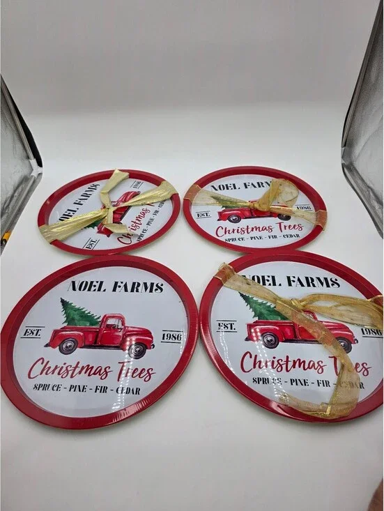 Noel Farms Christmas Trees Set of 4 Decorative Trays