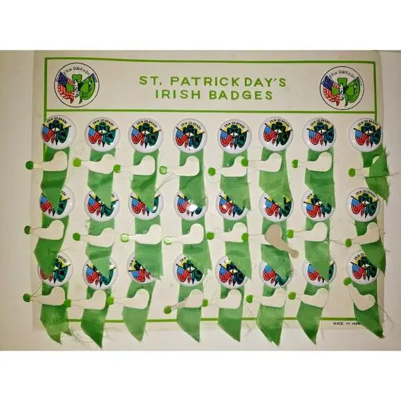 Vintage‎ St Patricks Day Tin Litho Erin Go Bragh Pins Store Display NOS U99