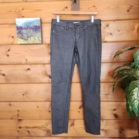 Rich & Skinny 💜 Its A Feeling Coated Wax Dark Grey Denim Jeans Stretch 26 X 30