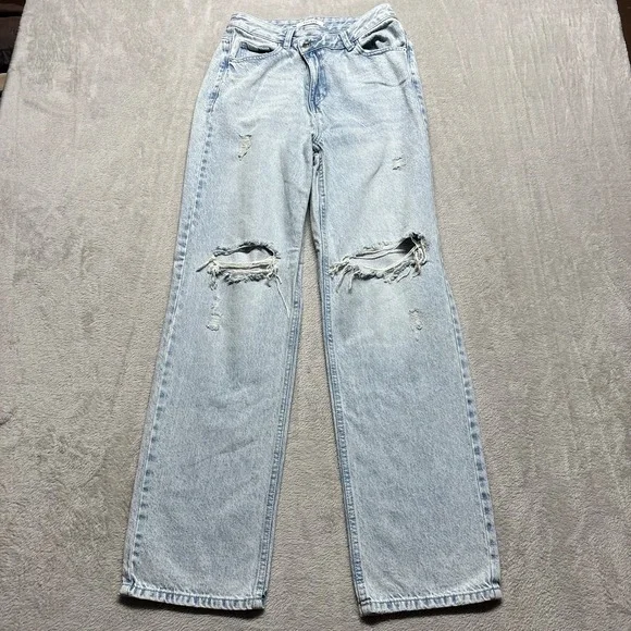 PacSun 90s‎ Boyfriend Jeans Women 26x31 Light Wash High Rise Straight Leg Denim