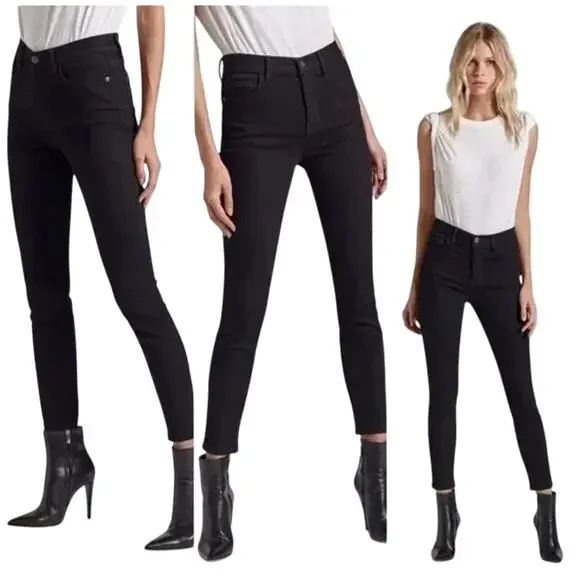 NWT Retro Current Elliott Jet Black Destroy Jeans 25 Casual 80's Skinny Parisian