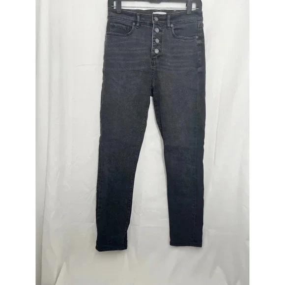 Loft High Waist Skinny Black Jeans Size 4/27‎ Slim Pockets Womens