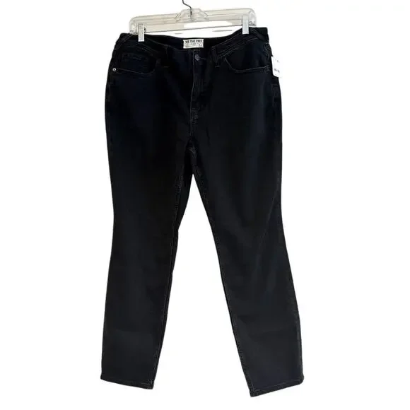 NWT Free People We The Free Evie Mid Rise Slim Straight‎ Jeans Black Size 32