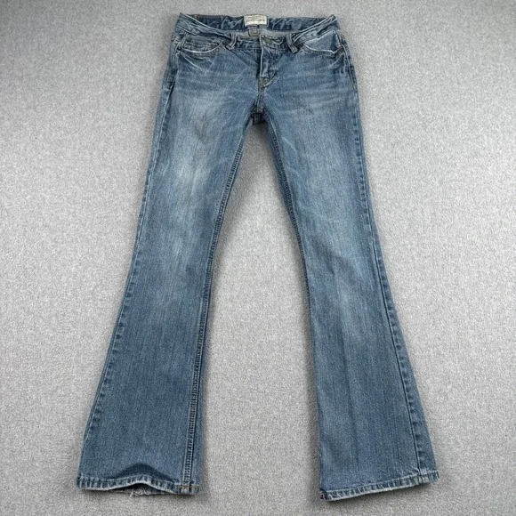 Aeropostale Jeans Womens 0 Short Hailey Flare Blue Low Rise Stretch Denim