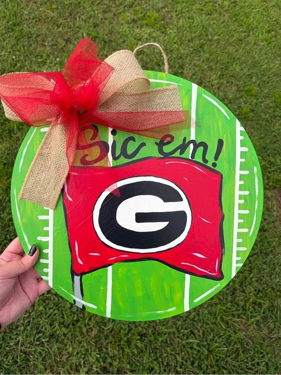 Georgia Bulldog inspired door hanger