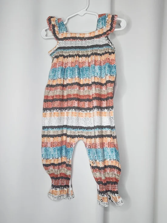 Striped Multicolor Smocked Baby Girls Romper