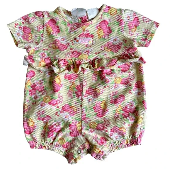 Vintage Y2K Small Steps Little Flower Garden Bubble Romper Baby Girl 18 Months
