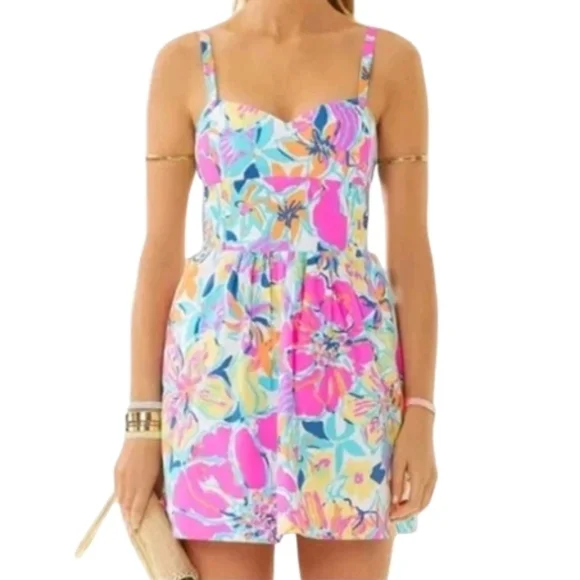 Lilly Pulitzer Christine Coral Reef Im So Jelly Fit & Flare Dress Size 10