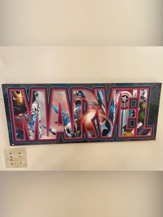 Marvel Comics Avengers Logo Canvas Wall Art 30 x 12 inches