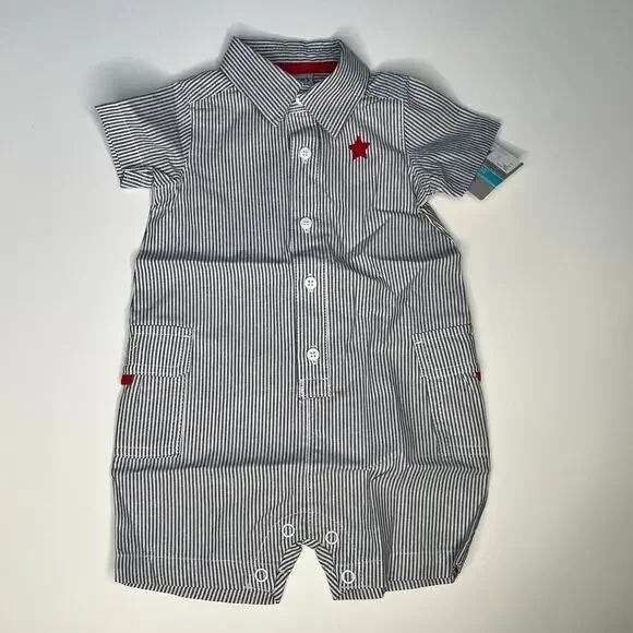 Carter's Baby Boys Striped Shortall Romper One Piece New